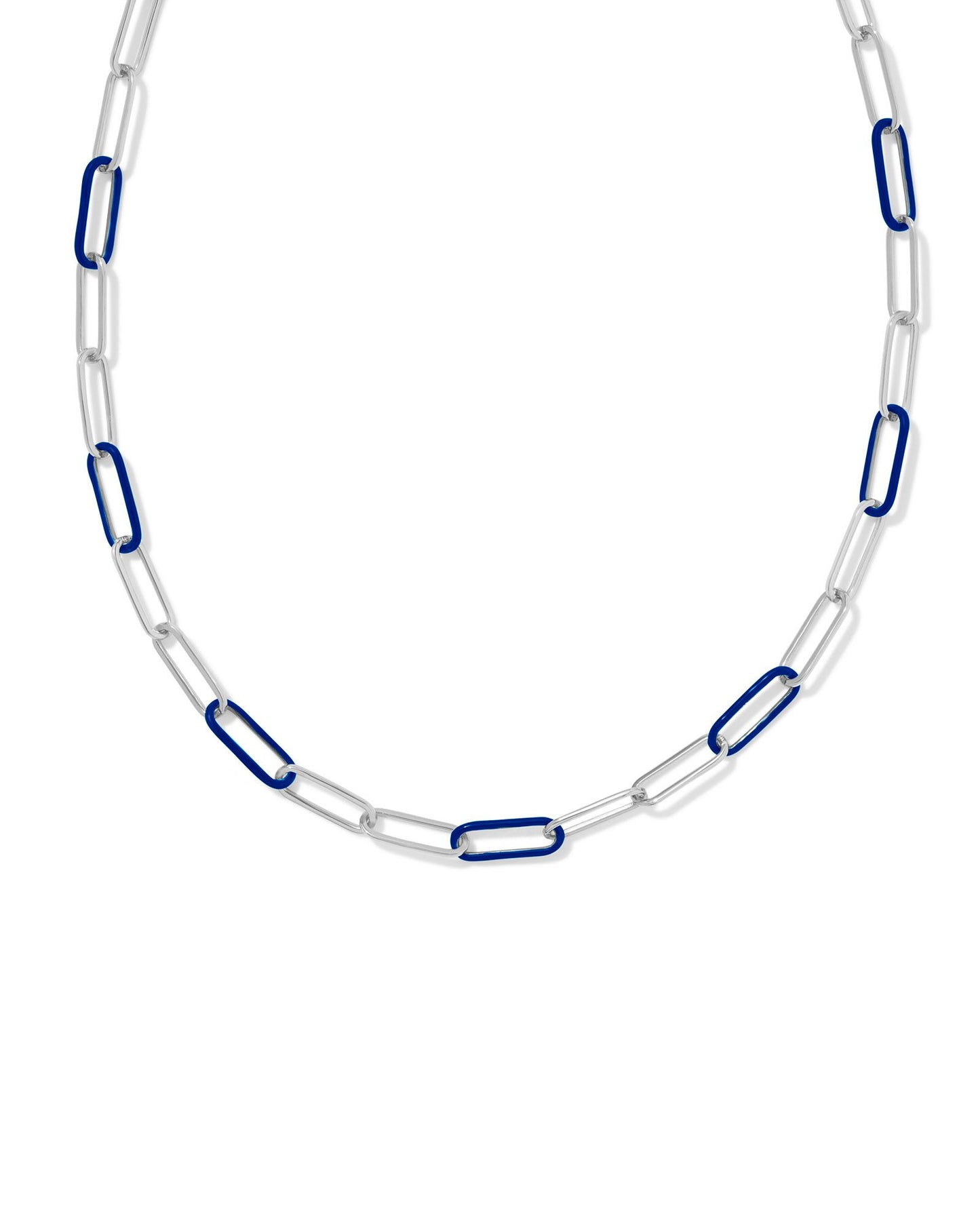 AINSLEY CONVERTIBLE CHAIN NECKLACE SILVER NAVY ENAMEL