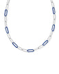 AINSLEY CONVERTIBLE CHAIN NECKLACE SILVER NAVY ENAMEL