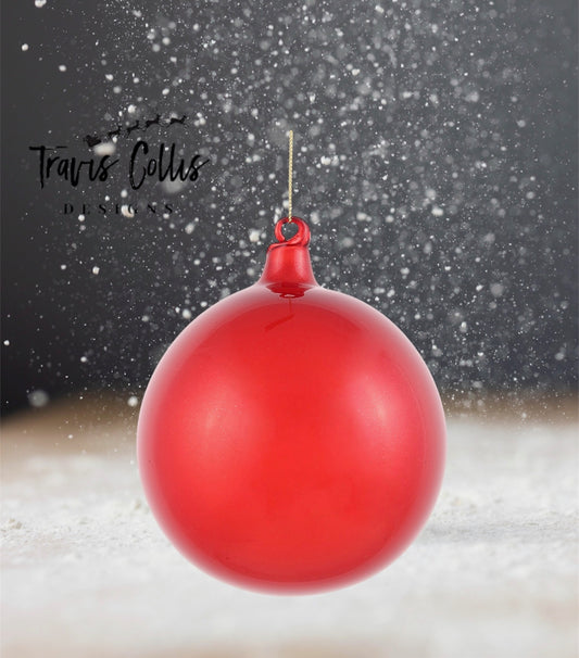 4.7" Red Glitter Bubblegum Glass Ball Ornament