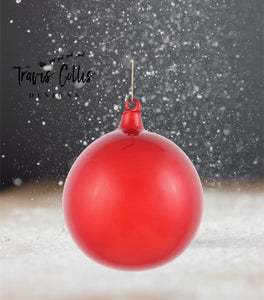 4.7" Red Glitter Bubblegum Glass Ball Ornament