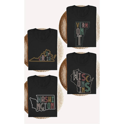 Neon State Shape Graphic Tees: L / WV- West Virgina