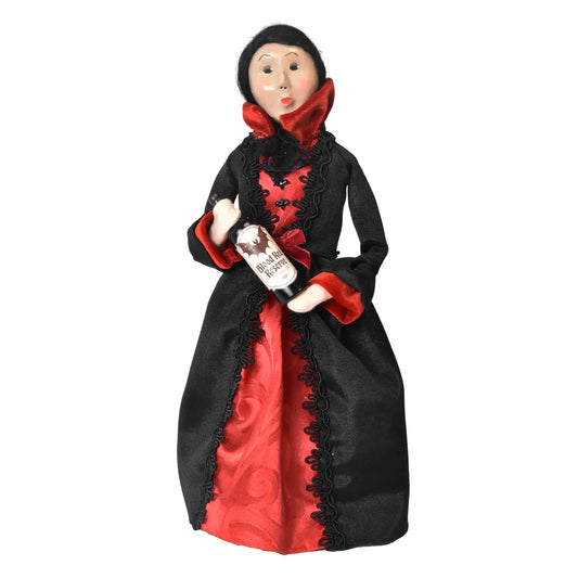 Vampiress Caroler in Black & Crimson Gown, 13 in | 7254W