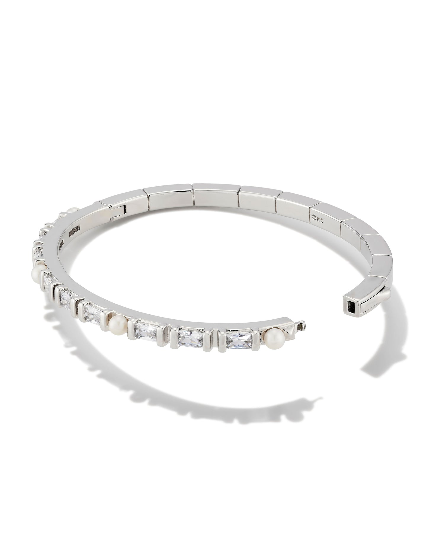 GRAYSON CRYSTAL CUFF BRACELET RHODIUM METAL WHITE CZ