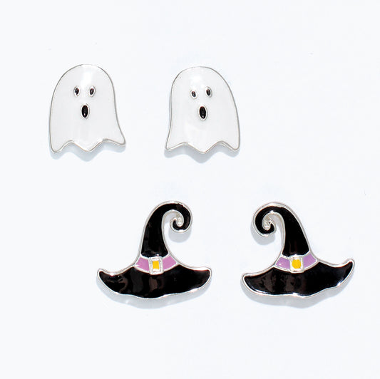 Earrings-Ghost & Witch Hat Duo