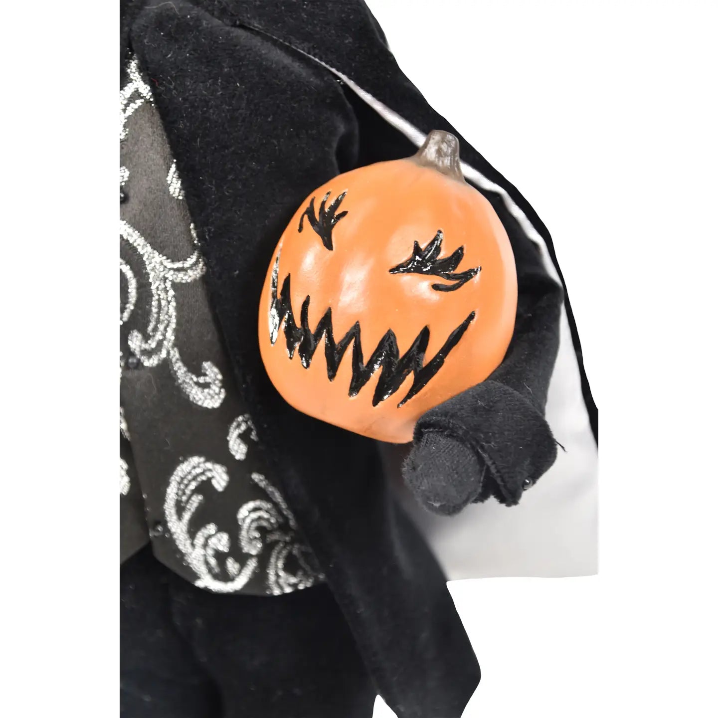 Headless Horseman Caroler, Hand-Painted Plaster Pumpkin