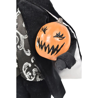 Headless Horseman Caroler, Hand-Painted Plaster Pumpkin