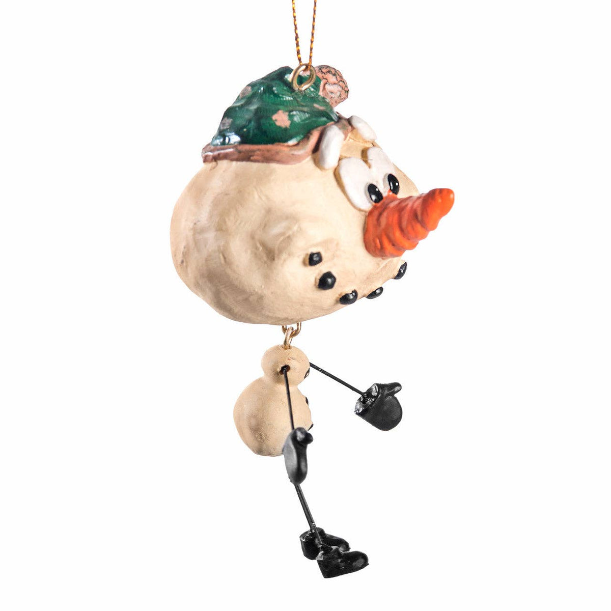 Snowman Ornament Green Hat - Holiday - BAC 004