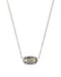 ELISA SHORT PENDANT NECKLACE SILVER BLACK MOTHER OF PEARL