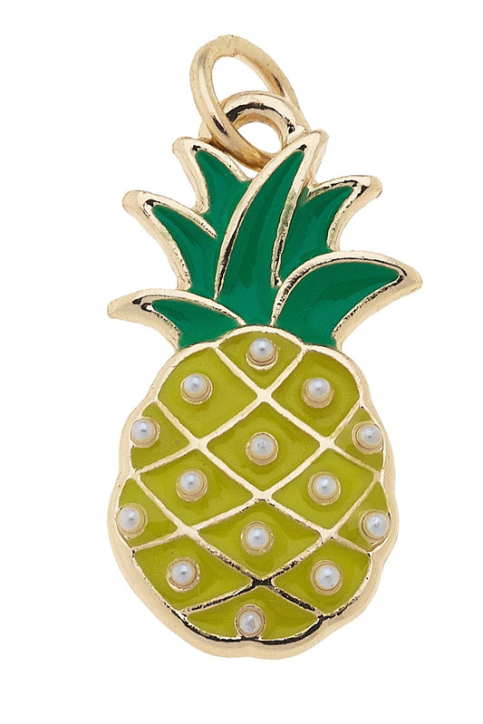 Pearl Studded Pineapple Charm in Yellow