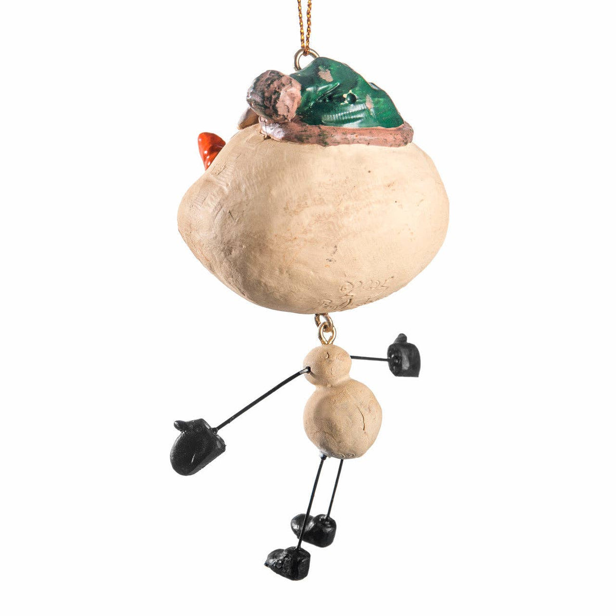 Snowman Ornament Green Hat - Holiday - BAC 004