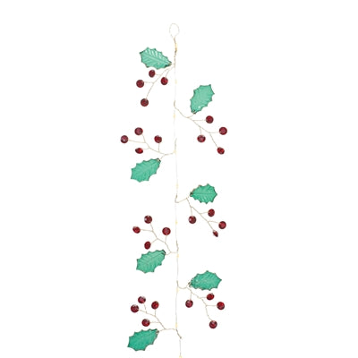 HOLLY AND GEM GARLAND 5.5'L PLASTIC