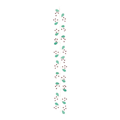 HOLLY AND GEM GARLAND 5.5'L PLASTIC