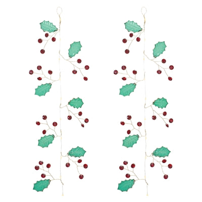 HOLLY AND GEM GARLAND 5.5'L PLASTIC