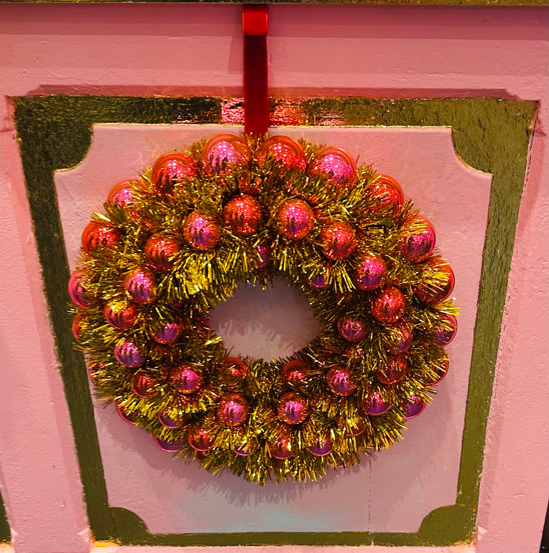 Glass Tinsel Ball Wreath - 16"