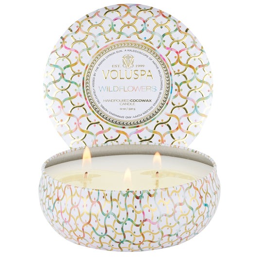 Voluspa Wildflower 3 Wick Tin Candle