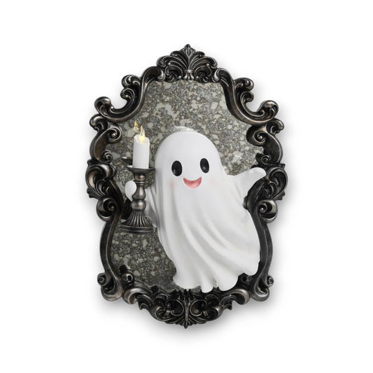 20in Ghost w/LED Candle in Wall Mirror