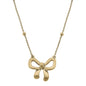 Rosalie Bow Pendant Necklace in Worn Gold