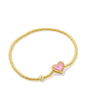 ARI HEART STRETCH BRACELET GOLD PINK IRIDESCENT GLITTER GLASS