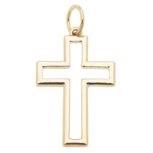 Open Cross Charm in Shiny Gold