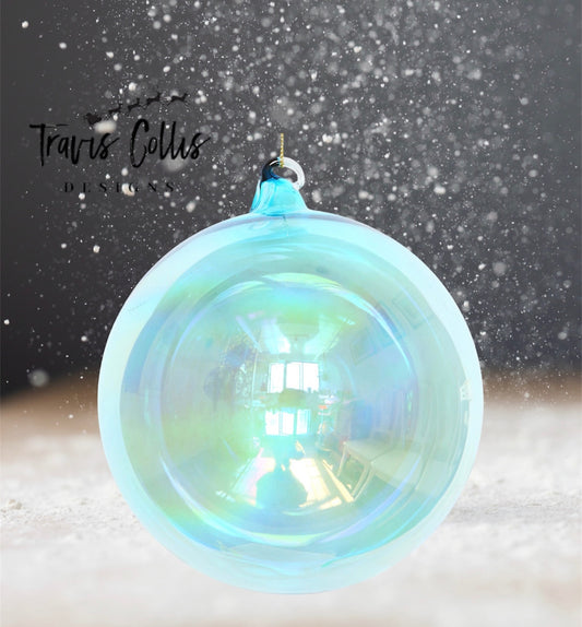 6" Blue Bottle Glass Ball Ornament