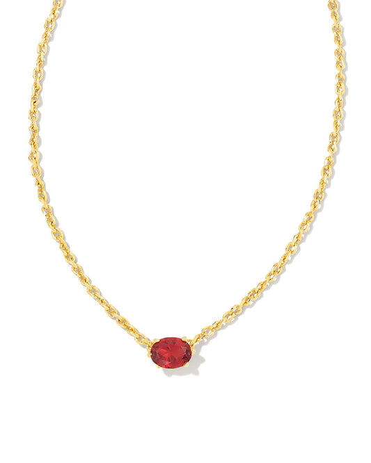 CAILIN CRYSTAL PENDANT NECKLACE GOLD BURGUNDY CRYSTAL