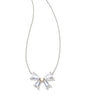 BLAIR BOW SHORT PENDANT NECKLACE SILVER WHITE CZ