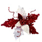 Mixed Velvet/Sequin Leaf Poinsettia Stem - Red/White 28”
