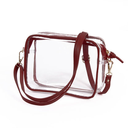 Bridget Clear Purse with Vegan Leather Trim and Straps - Mar