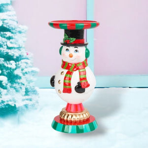 Vintage Snowman Candle Holder - 9"