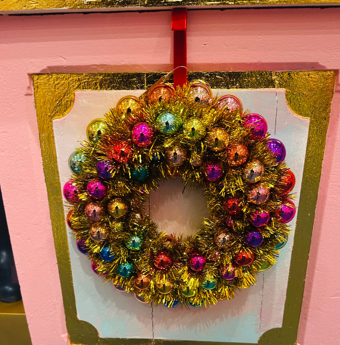 Glass Tinsel Ball Wreath - 16" - 3 Assorted