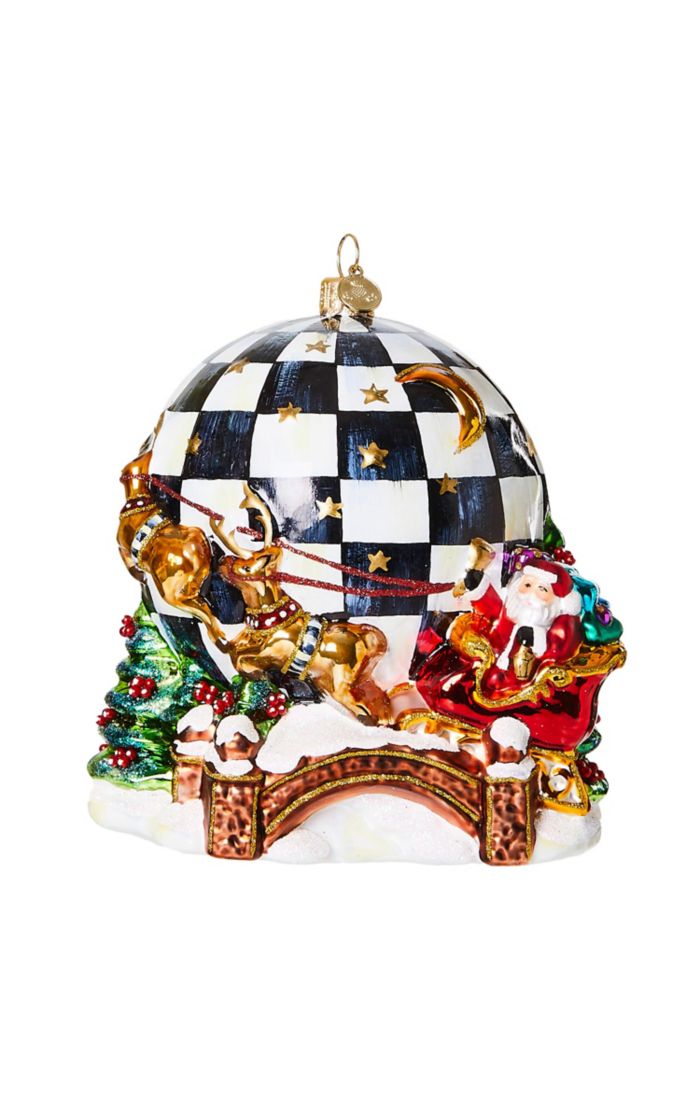 Mackenzie-Childs Around the World Santa Glass Ornament