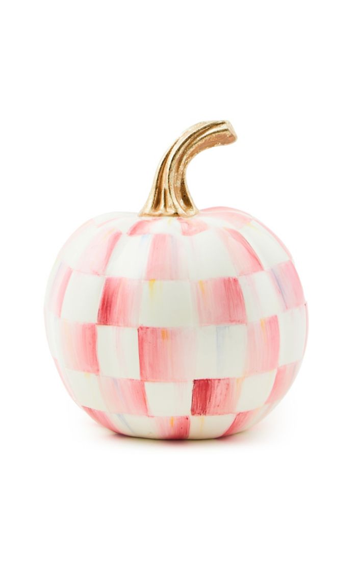 Mackenzie-Childs Bubblegum Pink Check Mini Pumpkin