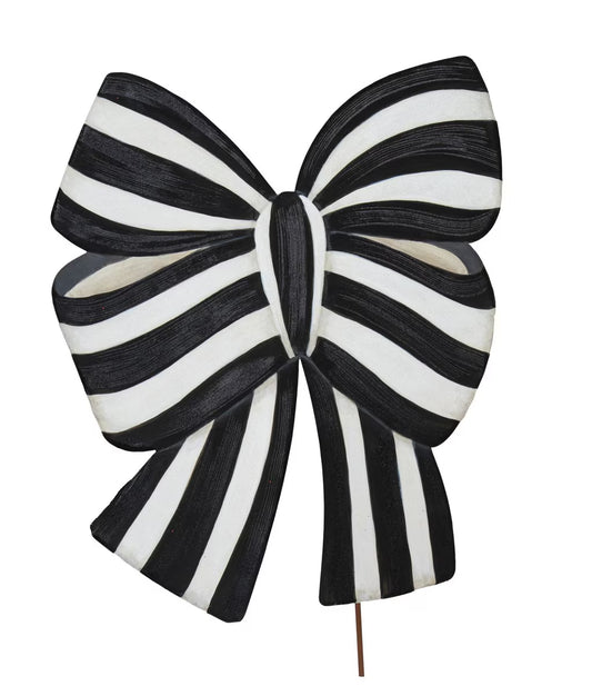 Round Top Collection Black and White Striped Bow
