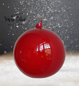 6" Red Bubblegum Glass Ball Ornament