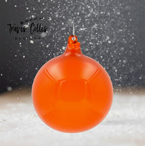 4.7" Red Persim Bubblegum Glass Ball Ornament