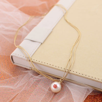 Clemson Tigers Gold & Pearl Logo 3-Strand Necklace