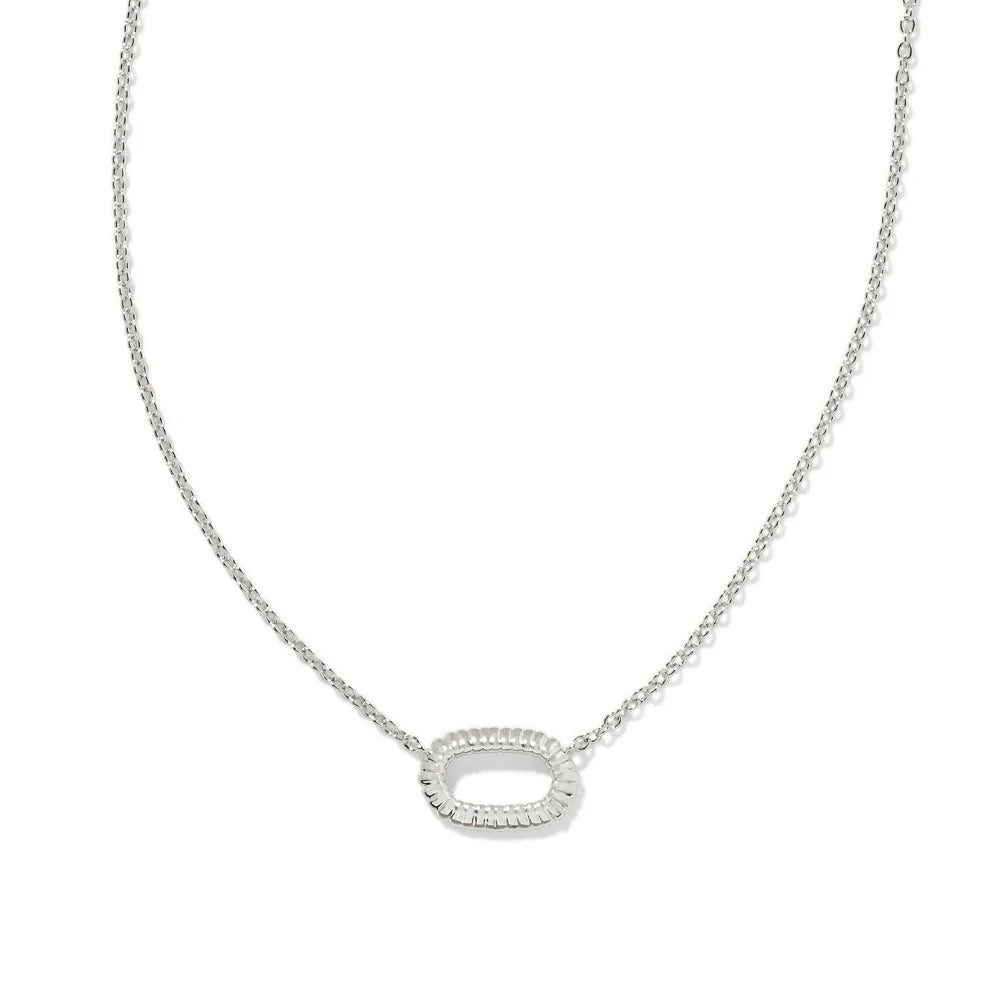 ELISA RIDGE OPEN FRAME SHORT PENDANT NECKLACE SILVER