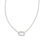 ELISA RIDGE OPEN FRAME SHORT PENDANT NECKLACE SILVER