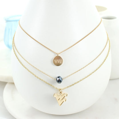 West Virginia Matte Gold Logo Trio Necklace Set