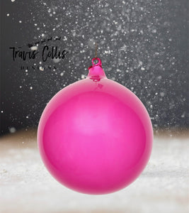 6" Fuchsia Glitter Bubblegum Glass Ball Ornament