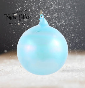 6" Aqua Pearl Glass Ball Ornament