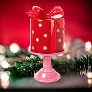 Red Polka Dot Gift Cake Stand - 17"