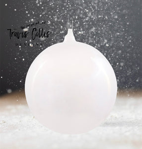 6" White Bottle Glass Ball Ornament