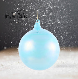4.7" Aqua Pearl Glass Ball Ornament