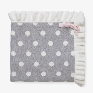 Gray Dot w/Ruffle Blanket