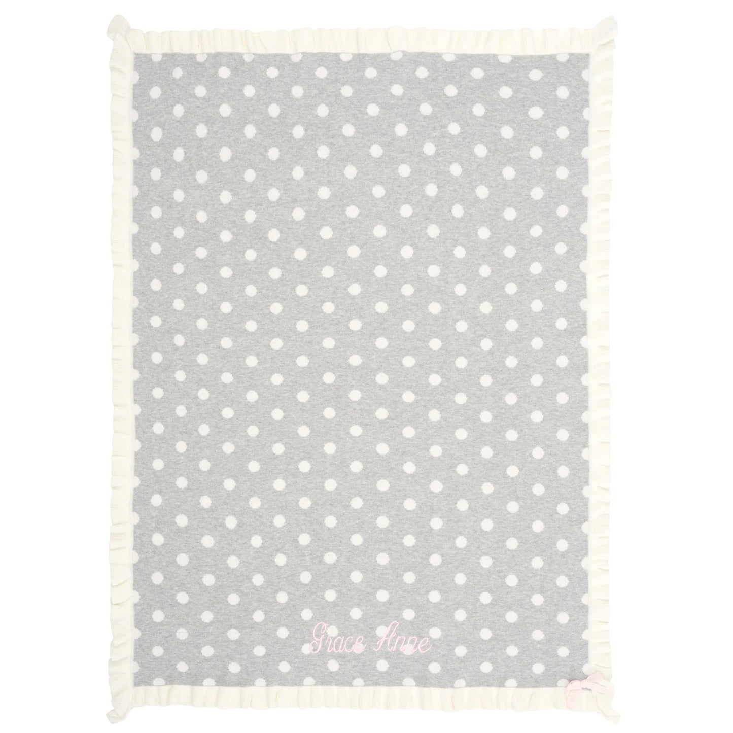 GRAY POLKA DOT RUFFLE COTTON BABY BLANKET