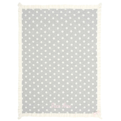 GRAY POLKA DOT RUFFLE COTTON BABY BLANKET