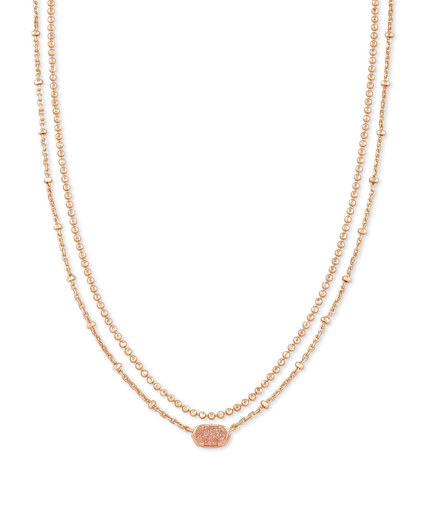 EMILIE MULTI STRAND NECKLACE ROSE GOLD SAND DRUSY