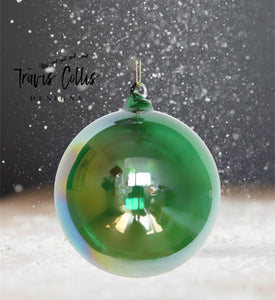 6" Emerald Green Bottle Glass Ball Ornament
