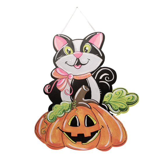 Black Cat and Jack O Lantern PVC Door Hanger